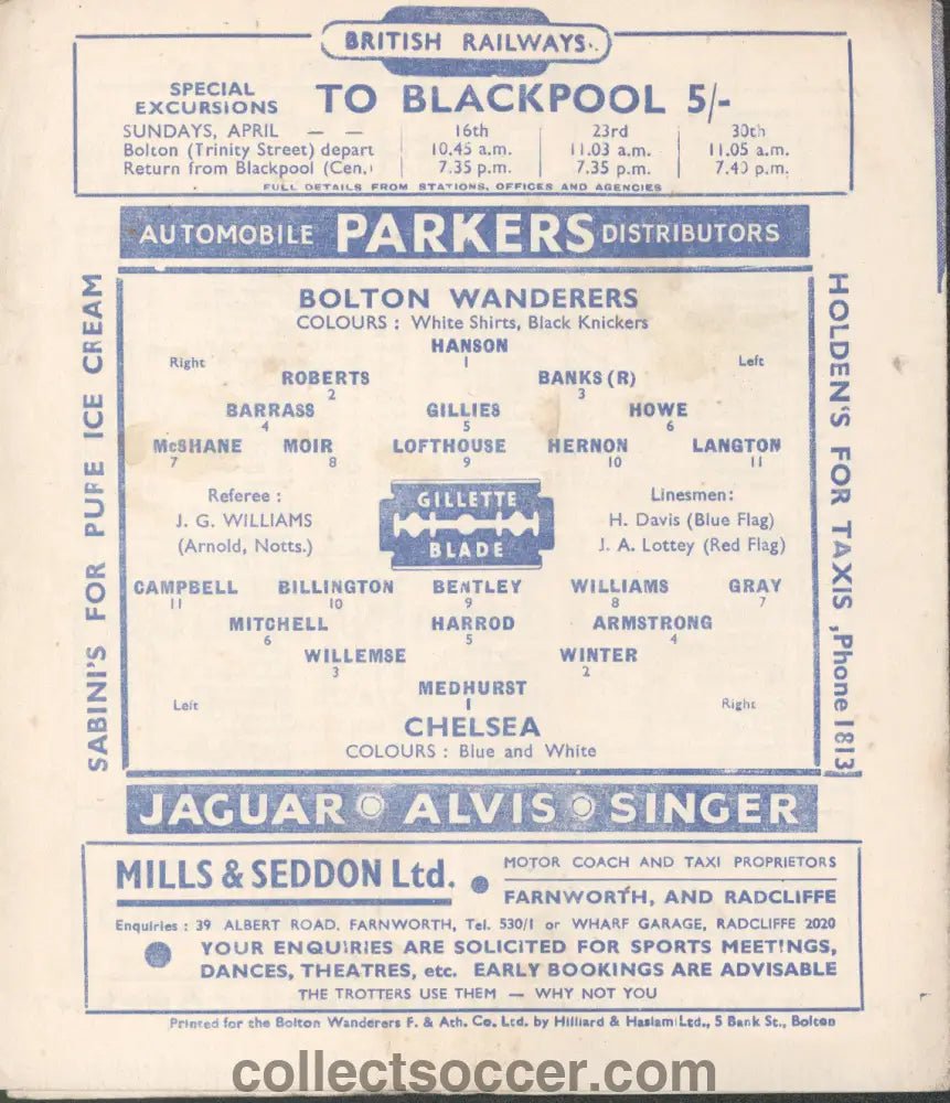 1950 Bolton Wanderers v Chelsea official programme 10/04/1950 - Collect Soccer