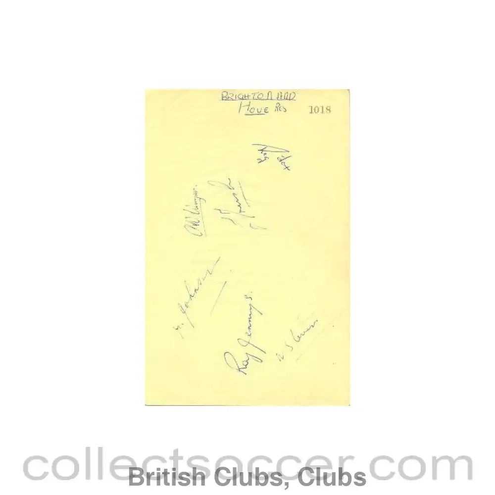 1950 - Brighton & Hove Albion Reserves signatures of all players of season 1950-1951