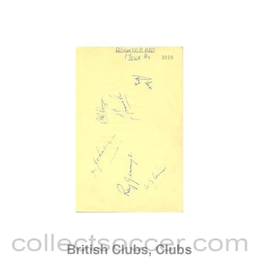 1950 - Brighton & Hove Albion Reserves signatures of all players of season 1950-1951