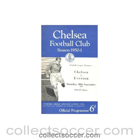 1950 - Chelsea v Everton official programme 30/09/1950