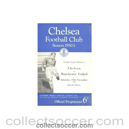 1950 - Chelsea v Manchester United official programme 11/11/1950 - Collect Soccer