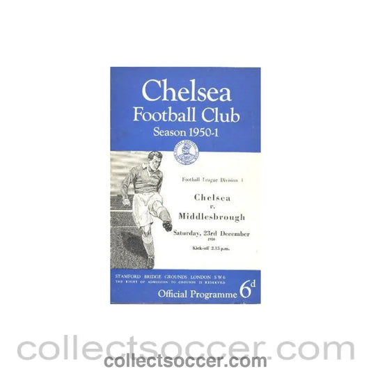 1950 - Chelsea v Middlesbrough official programme 23/12/1950