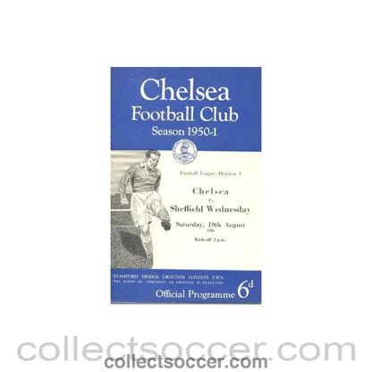 1950 - Chelsea v Sheffield Wednesday official programme 19/08/1950