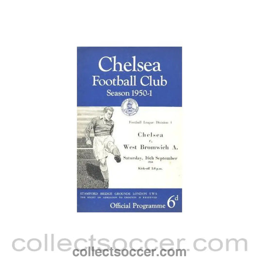 1950 - Chelsea v West Bromwich official programme 16/09/1950