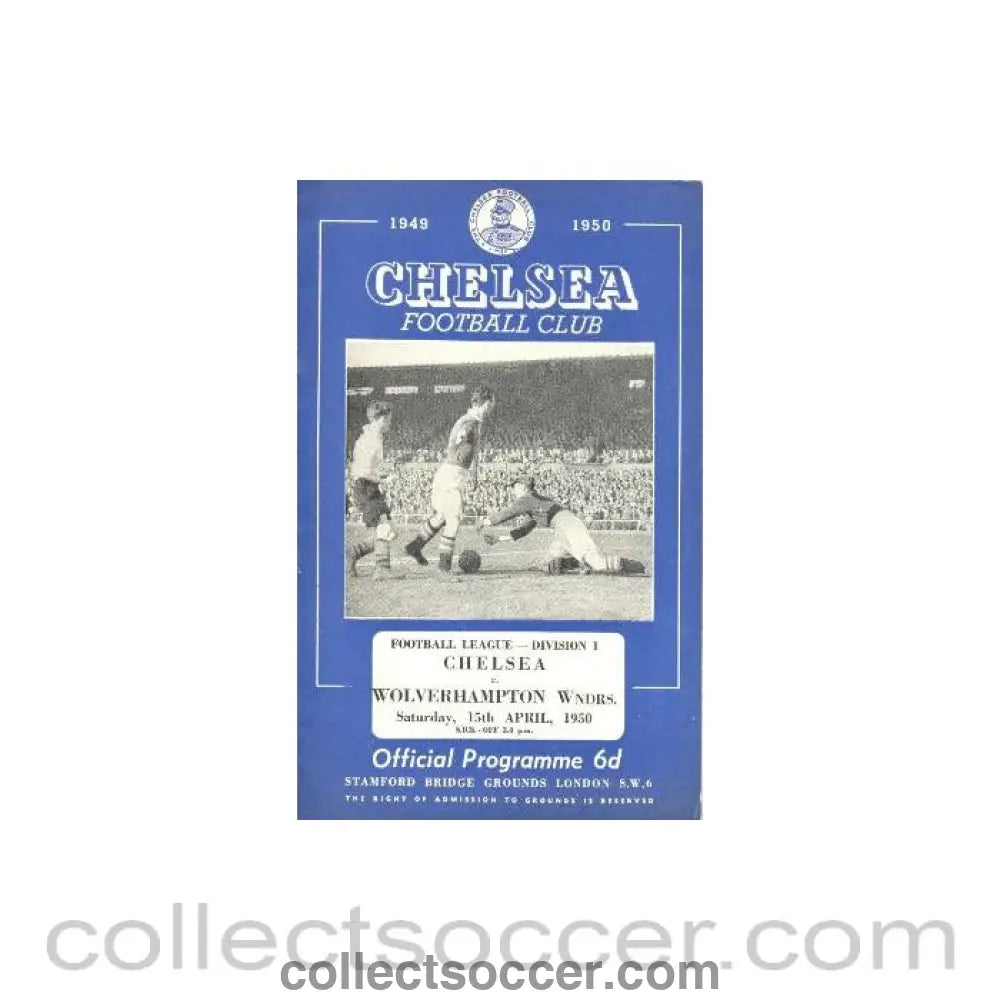 1950 - Chelsea v Wolverhampton Wanderers official programme 15/04/1950