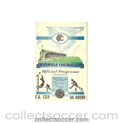 1950 - Chesterfield vChelsea official programme 11/02/1950 - Collect Soccer