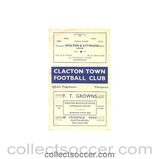 1950 - Clacton Town vChelsea ’A’ official programme 23/12/1950