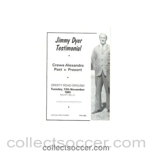 1950 - Creve Alexandra - Past v Present official programme 04/02/1950 Jimmy Dyer Testimonial Match - Collect Soccer