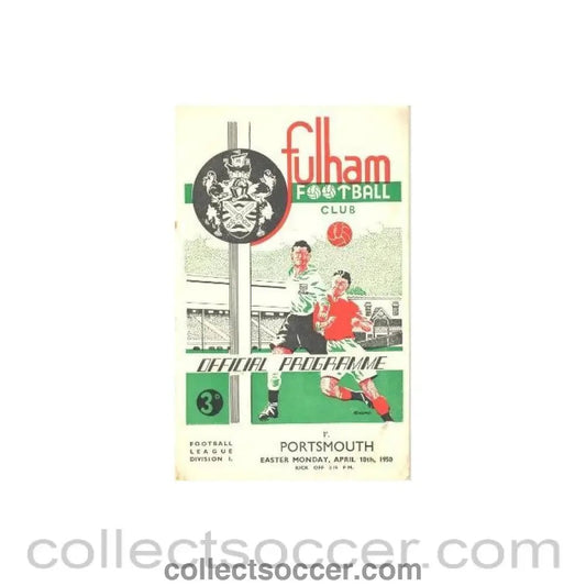 1950 - Fulham v Portsmouth official programme 10/04/1950 Football League - Collect Soccer
