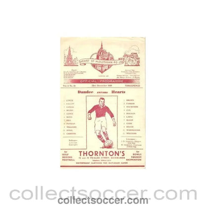1950 - Hearts v Dundee official programme 23/12/1950 - Collect Soccer