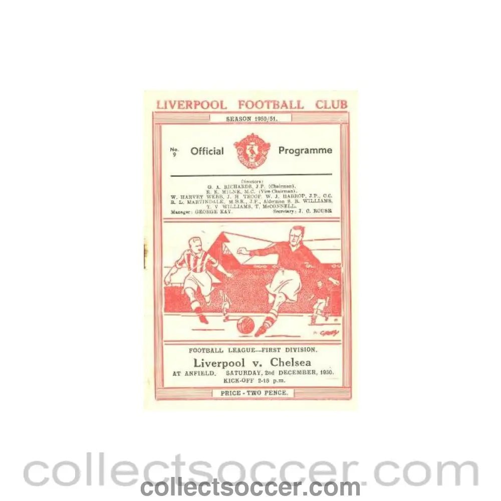 1950 - Liverpool vChelsea official programme 02/12/1950 - Collect Soccer