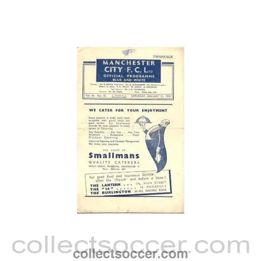 1950 - Manchester City v Newcastle United official programme 21/01/1950 - Collect Soccer