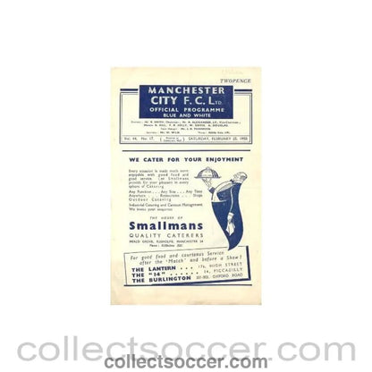 1950 - Manchester City vChelsea official programme 25/02/1950 - Collect Soccer