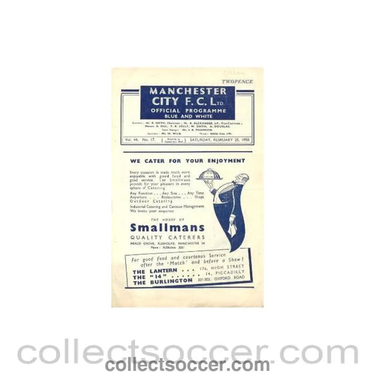 1950 - Manchester City vChelsea official programme 25/02/1950 - Collect Soccer
