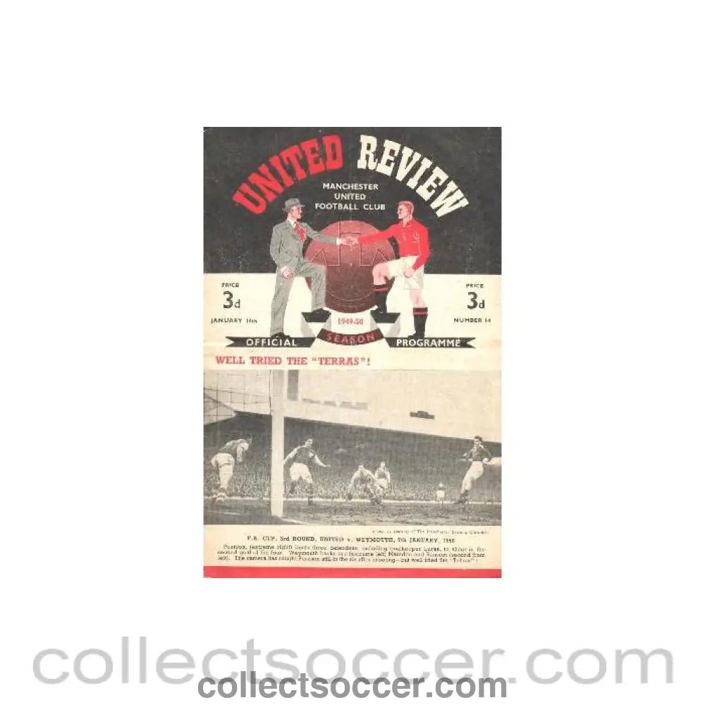 1950 - Manchester United vChelsea official programme 14/01/1950 - Collect Soccer