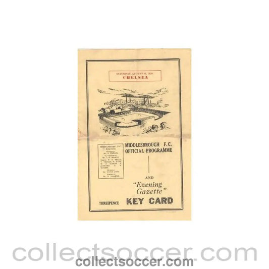 1950 - Middlesbrough vChelsea official programme 26/08/1950 - Collect Soccer