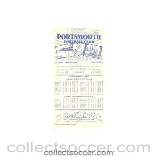 1950 - Portsmouth vChelsea official programme 25/12/1950 - Collect Soccer