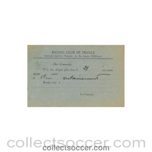 1950 - Racing Club de France postcard of 1950-1951