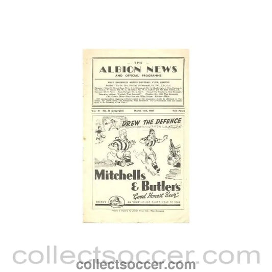 1950 - West Bromwich Albion v Newcastle United official programme 18/03/1950 - Collect Soccer