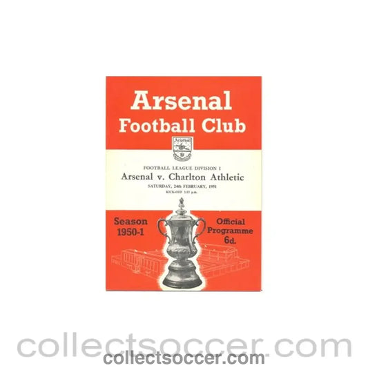 1951 - Arsenal v Charlton Athletic official programme 24/02/1951