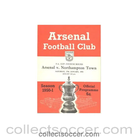 1951 - Arsenal v Northampton Town official programme 27/01/1951 F.A. Cup