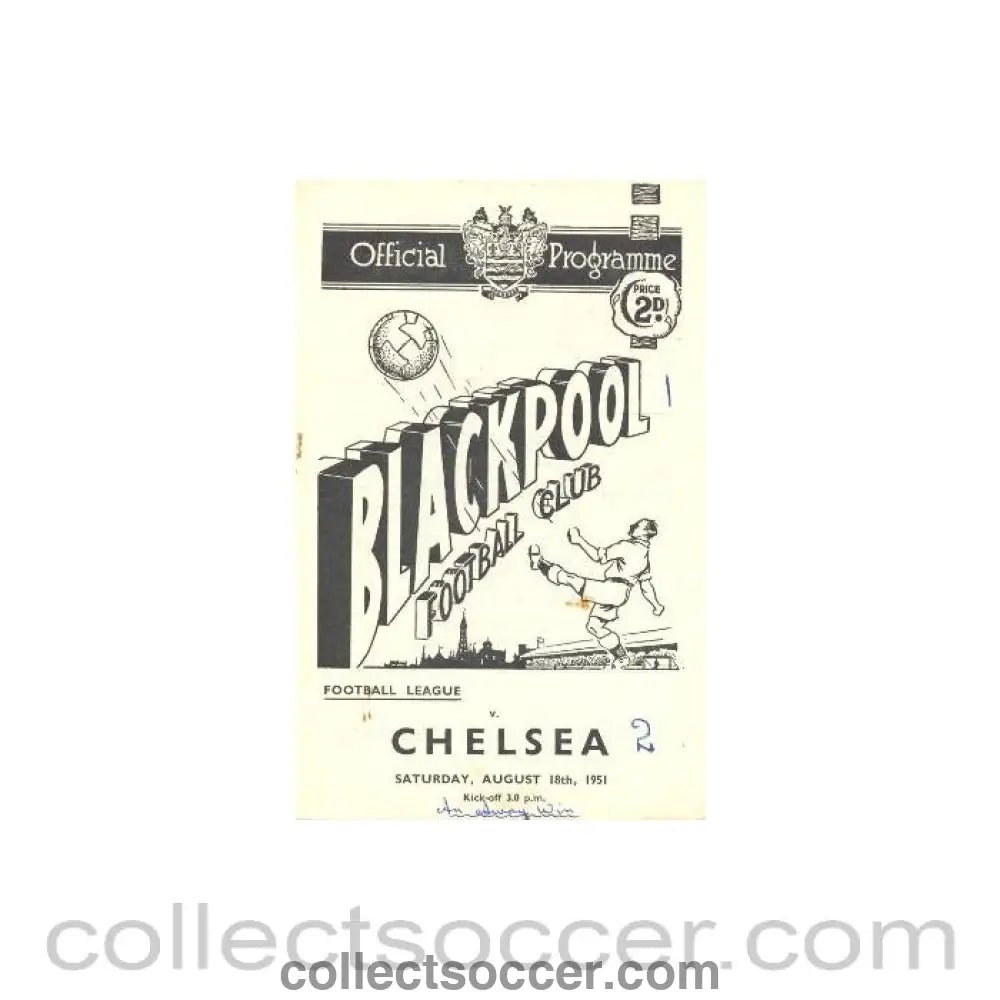 1951 - Blackpool vChelsea official programme 18/08/1951 - Collect Soccer