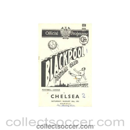 1951 - Blackpool vChelsea official programme 18/08/1951 - Collect Soccer