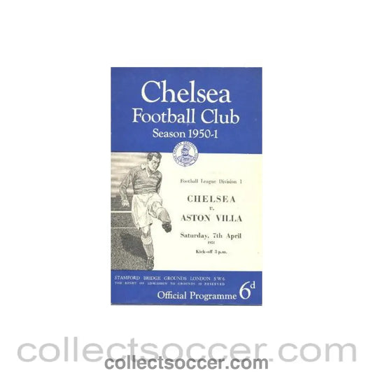 1951 - Chelsea v Aston Villa official programme 07/04/1951