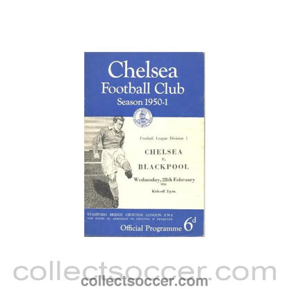 1951 - Chelsea v Blackpool official programme 28/02/1951