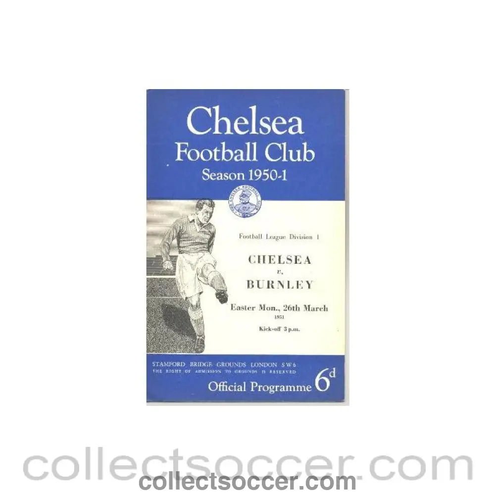 1951 - Chelsea v Burnley official programme 26/03/1951 - Collect Soccer