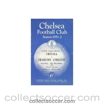 1951 - Chelsea v Charlton Athletic official programme 08/12/1951 - Collect Soccer