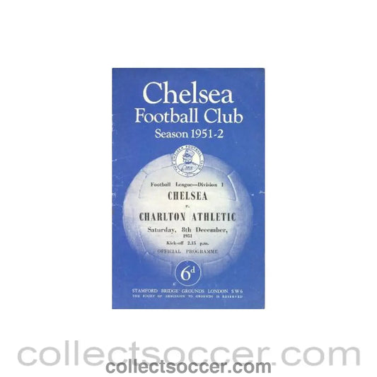 1951 - Chelsea v Charlton Athletic official programme 08/12/1951