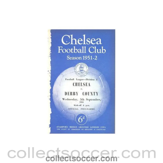 1951 - Chelsea v Derby County official programme 05/09/1951