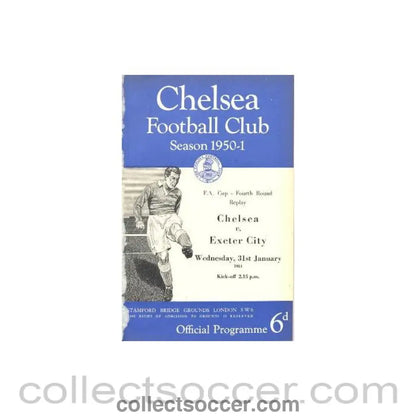 1951 - Chelsea v Exeter City official programme 31/01/1951