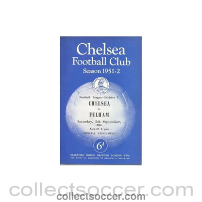 1951 - Chelsea v Fulham official programme 08/09/1951 - Collect Soccer