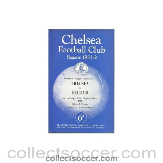 1951 - Chelsea v Fulham official programme 08/09/1951