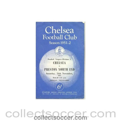 1951 - Chelsea v Preston North End official programme 24/11/1951 - Collect Soccer