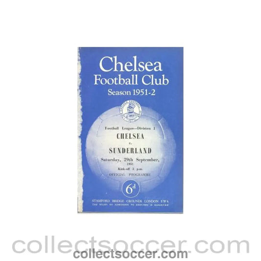 1951 - Chelsea v Sunderland official programme 29/09/1951