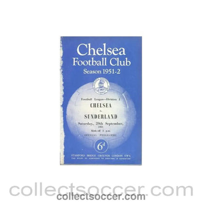 1951 - Chelsea v Sunderland official programme 29/09/1951 - Collect Soccer