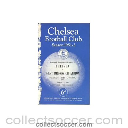 1951 - Chelsea v West Bromwich Albion official programme 13/10/1951
