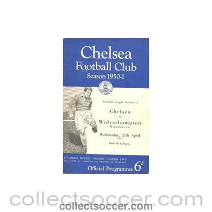1951 - Chelsea v Wolverhampton Wanderers official programme 25/04/1951 - Collect Soccer