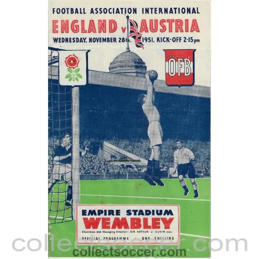 1951 England v Austria Official Programme 28/11/1951 - Collect Soccer