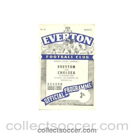 1951 - Everton vChelsea official programme 17/02/1951 - Collect Soccer