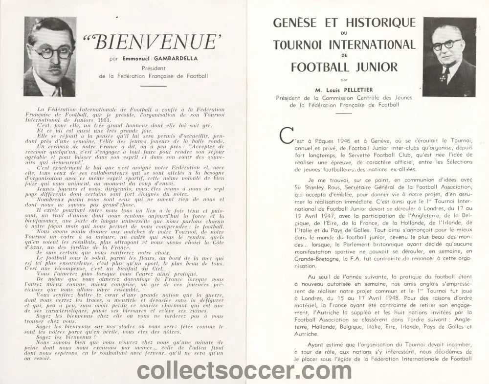 1951 FIFA Youth International Tournament Official and Extremely Rare Programme includes England and Northern Ireland