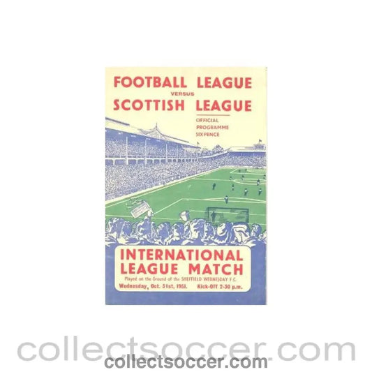 1951 Football League v Scottish League official programme 31/10/1951 - Collect Soccer
