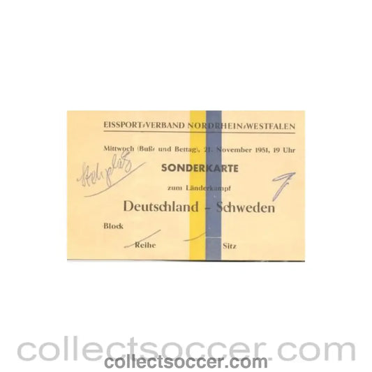 1951 - Germany v Sweden pass 21/11/1951