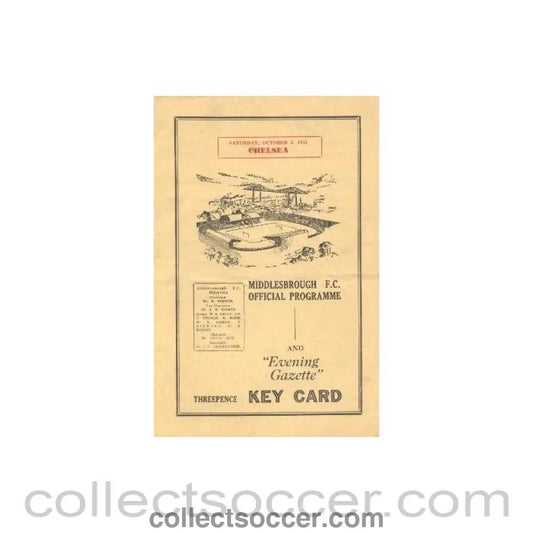 1951 - Middlesbrough vChelsea official programme 06/10/1951 Very Rare - Collect Soccer