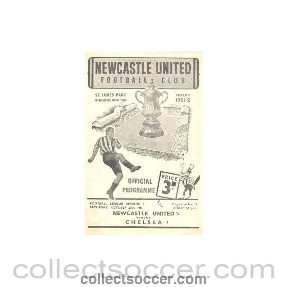 1951 - Newcastle United vChelsea official programme 20/10/1951 - Collect Soccer