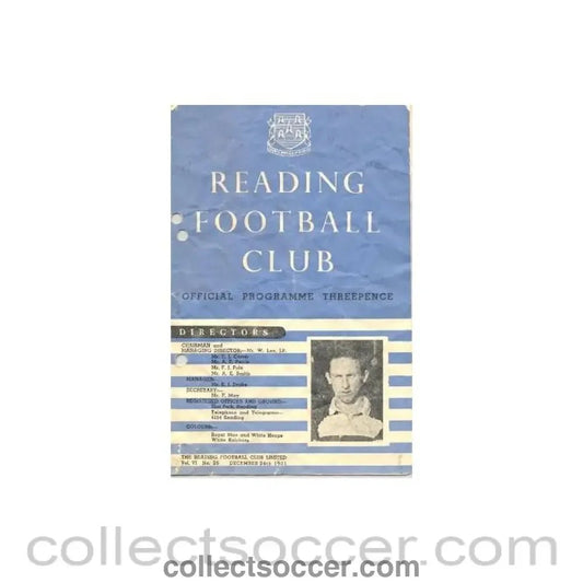1951 - Reading Reserves v Chelsea Reserves official programme 26/12/1951, half price - Collect Soccer
