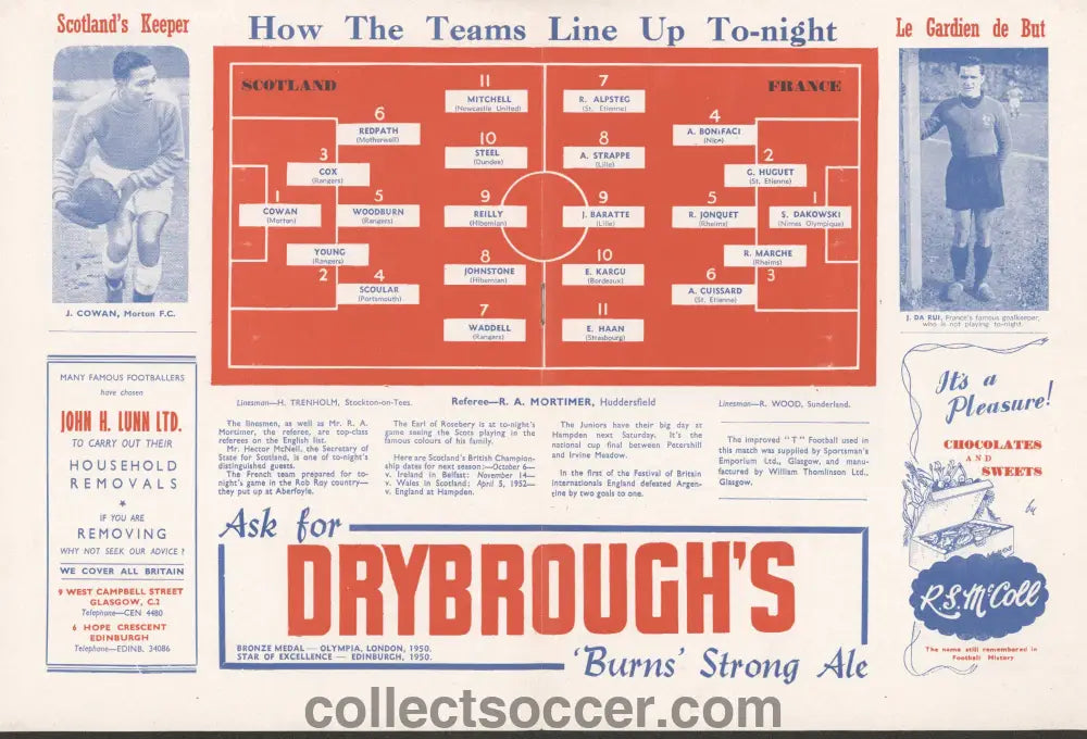 1951 Scotland v France Official Programme